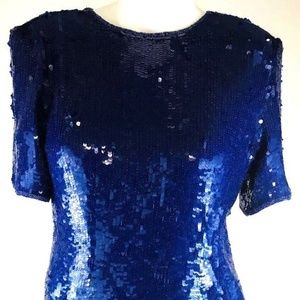 Carolyne Barton Night Womans Blue Sequin Beaded Sh